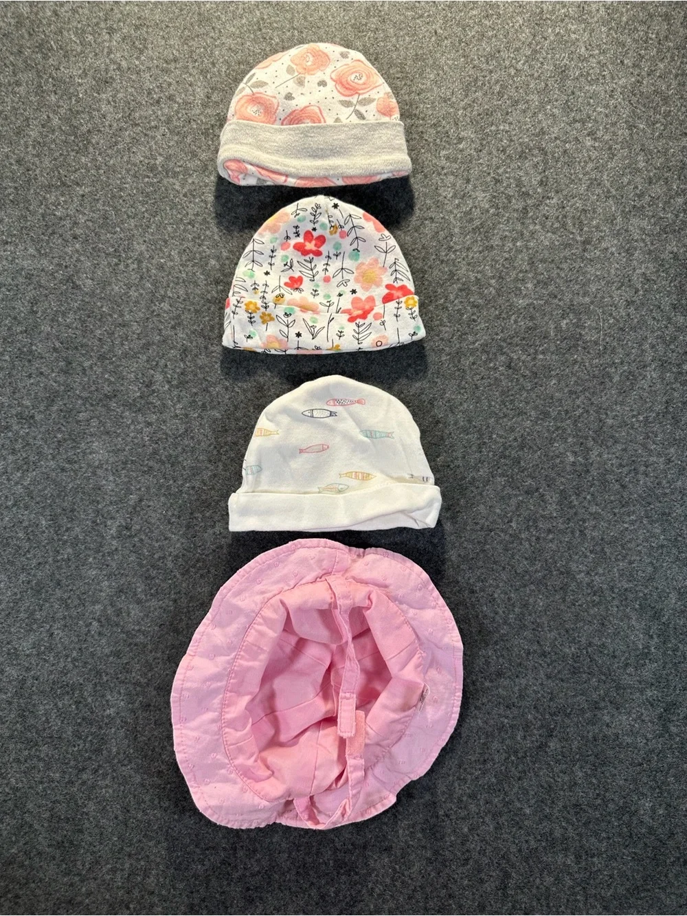 Gymboree, Jumping Bean, Gerber, Baby Hats— Pink, White, Floral, Multi